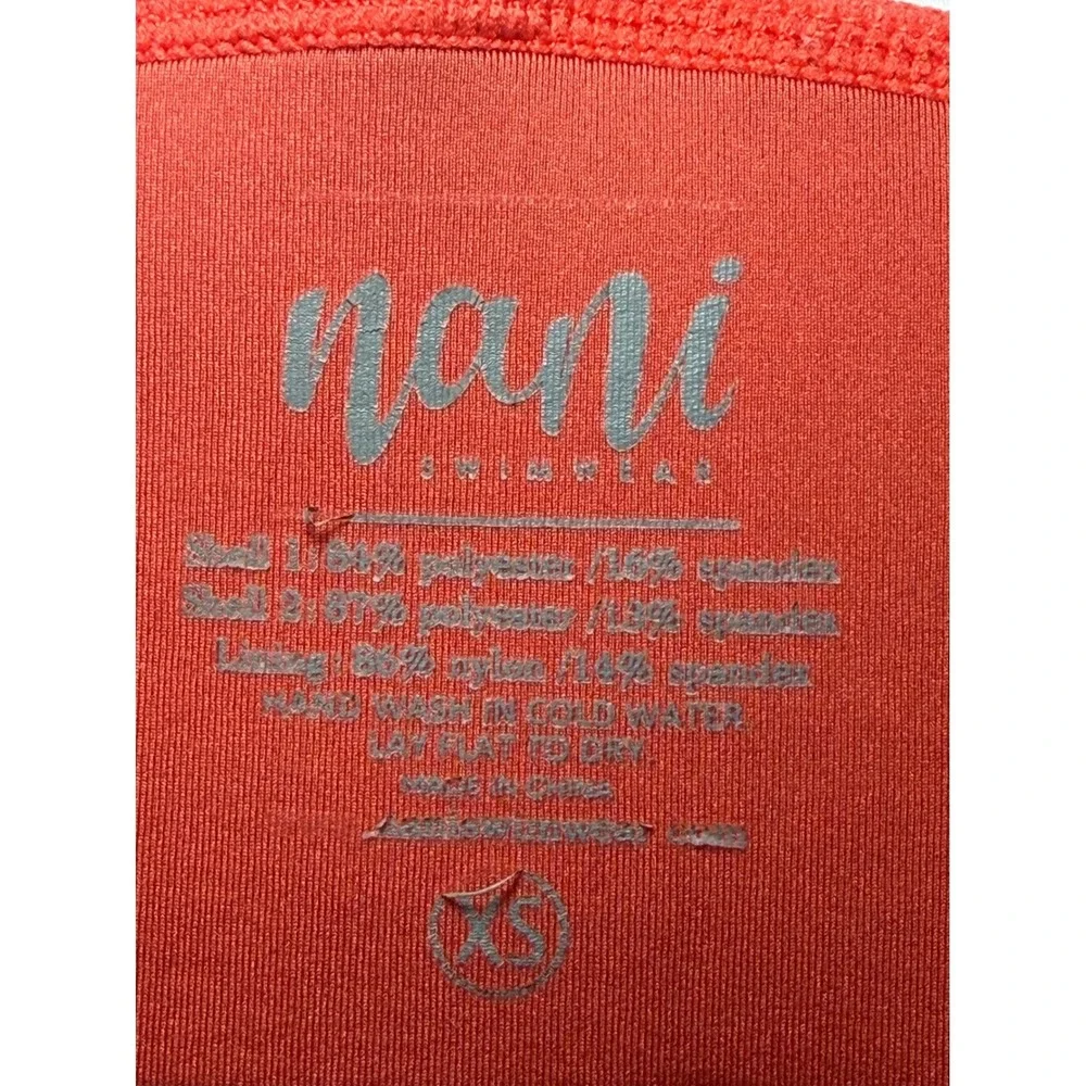 Nani Swimwear‎ Coral Orange Laser Cut High Neck Crop Bikini Top XS Back Zip